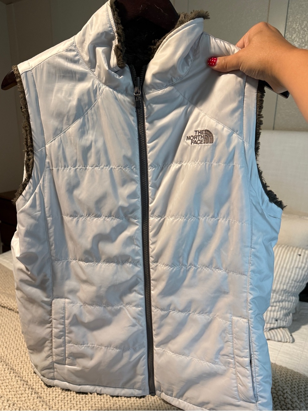 The North Face Women's Cream and Brown Reversible Fleece Vest